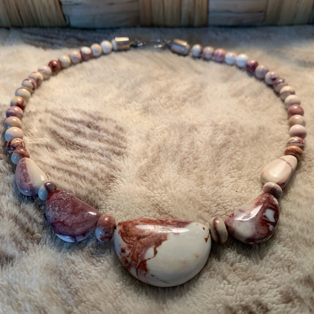 Brown Beige Stone Statement Necklace - image 2